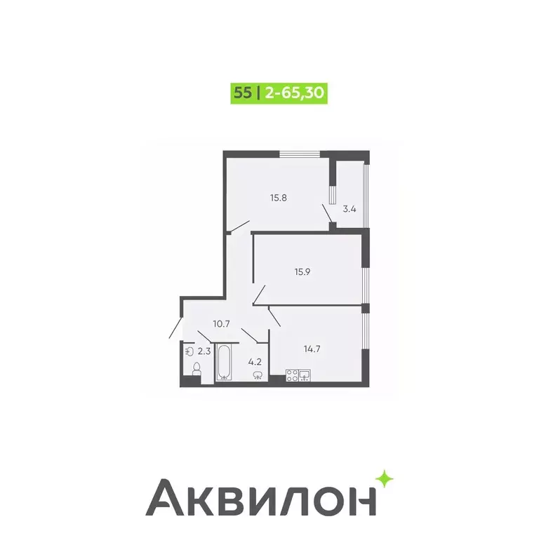 2-к кв. Санкт-Петербург Лодейнопольская ул., 7 (65.3 м) - Фото 0