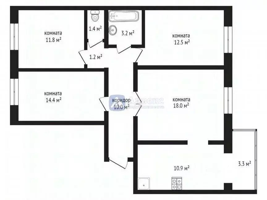 4-к кв. Тюменская область, Тюмень бул. Бориса Щербины, 20 (82.5 м) - Фото 1