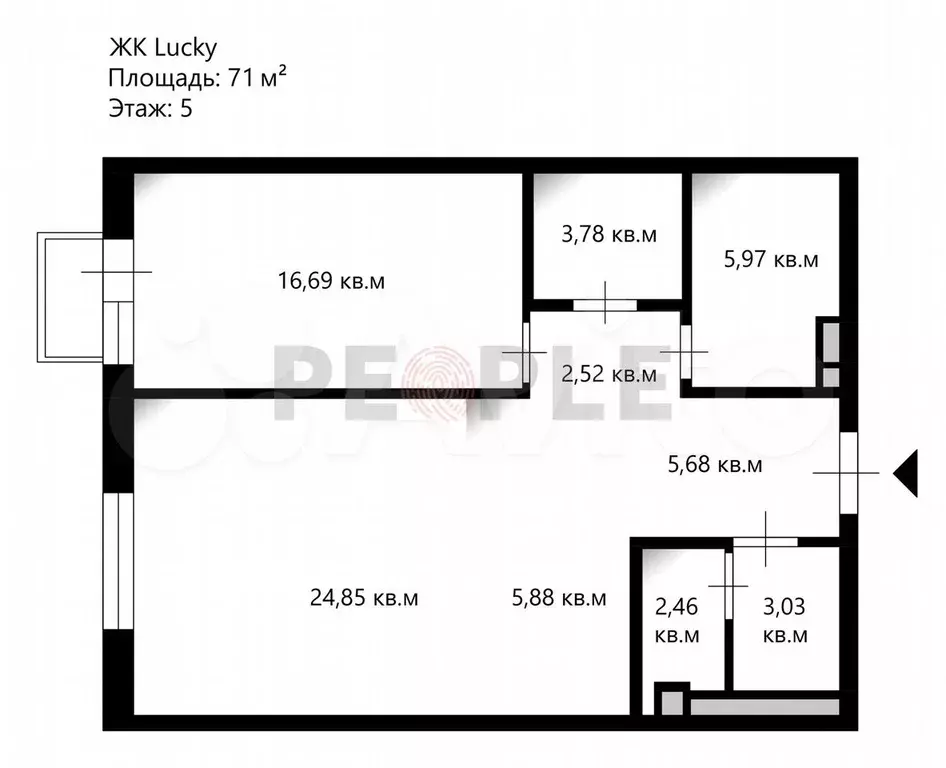 3-к. квартира, 71 м, 5/21 эт. - Фото 0