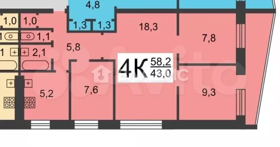 4-к. квартира, 65 м, 2/9 эт. - Фото 0