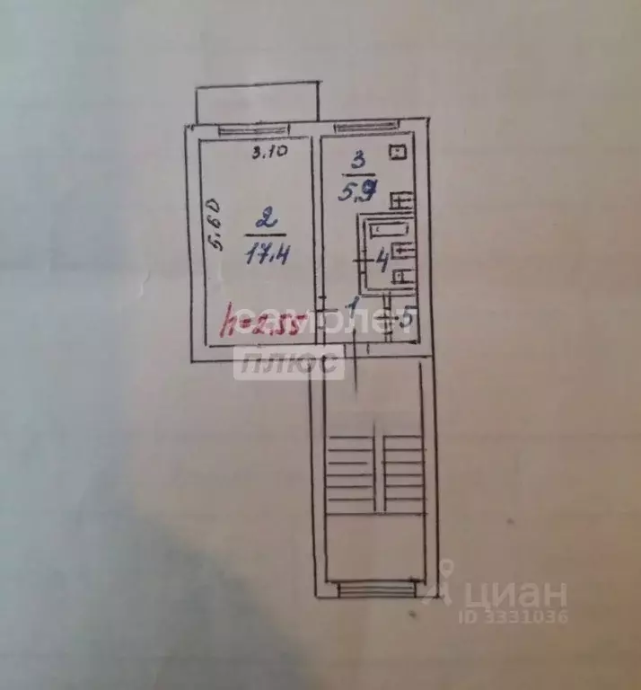 1-к кв. Кабардино-Балкария, Нальчик Ингушская ул., 19 (30.4 м) - Фото 2