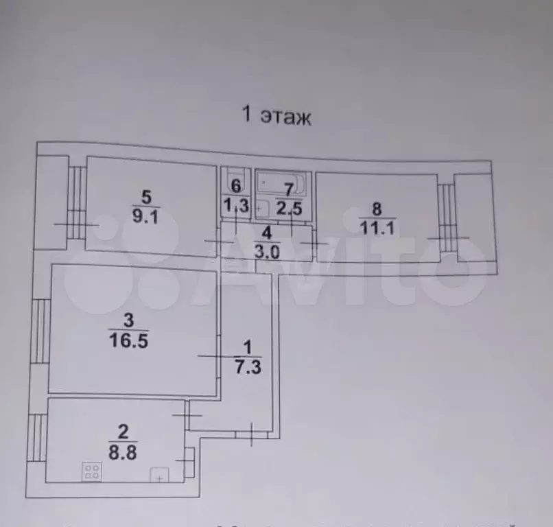 3-к. квартира, 59,6 м, 1/9 эт. - Фото 1