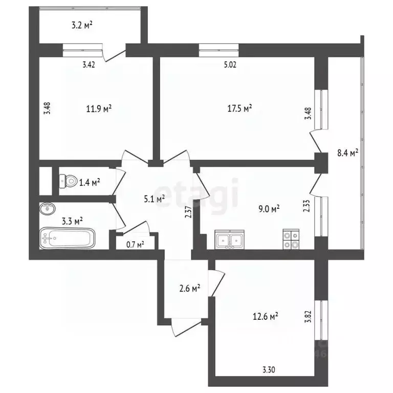 3-к кв. Крым, Ялта муниципальный округ, Гаспра пгт ул. Тамарлы, 3 ... - Фото 2