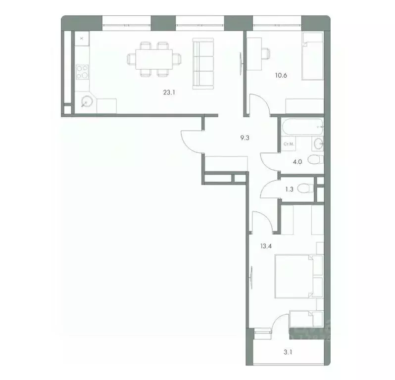 2-к кв. Ханты-Мансийский АО, Ханты-Мансийск Красноармейская ул., 45 ... - Фото 0