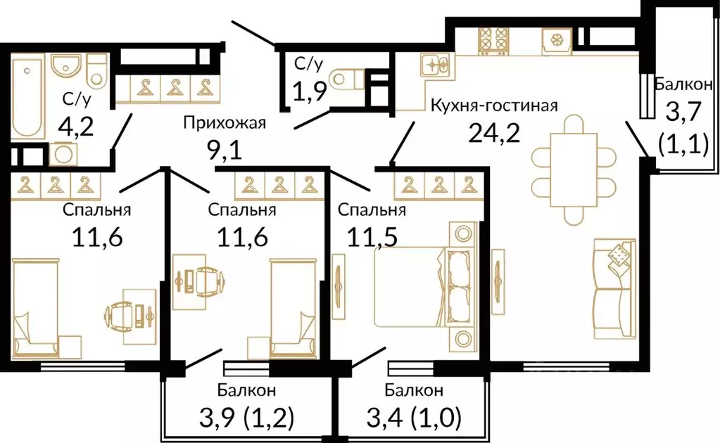 3-к кв. Ростовская область, Ростов-на-Дону Западный мкр, ул. 339-й ... - Фото 0