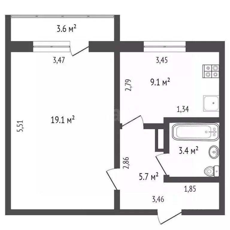 1-к кв. Самарская область, Самара Ташкентский пер., 43 (37.5 м) - Фото 2