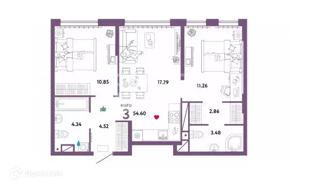 Продаётся 3-к квартира, 54.5 м - Фото 0