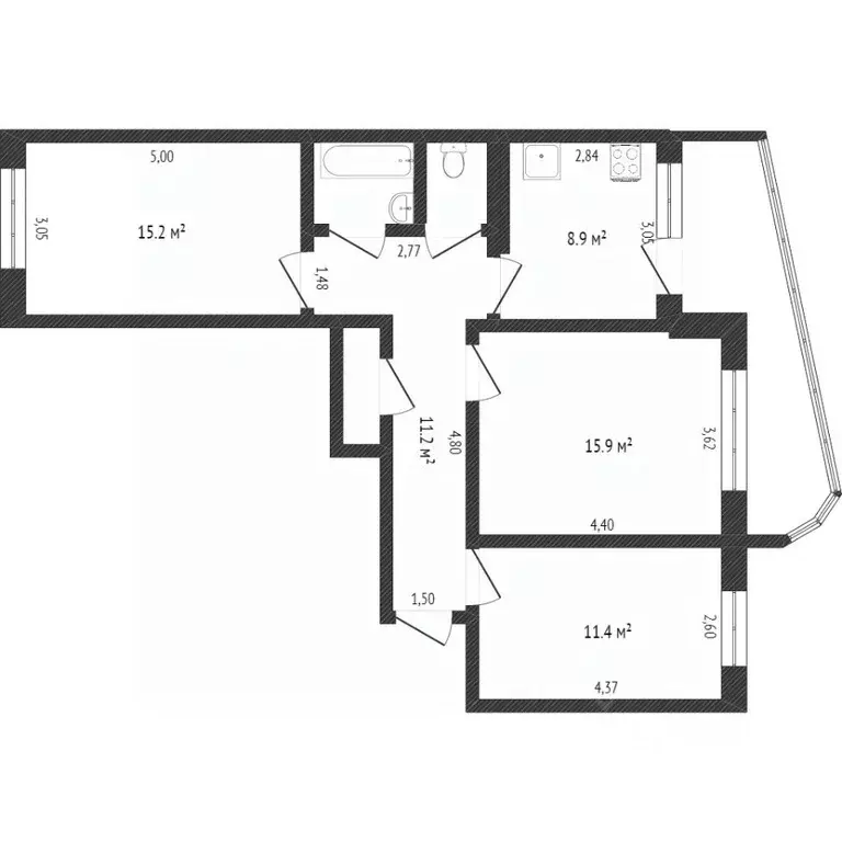 3-к кв. Коми, Сыктывкар ул. Малышева, 18 (67.0 м) - Фото 1