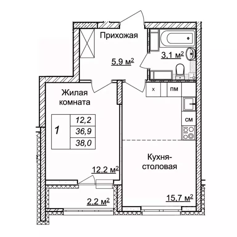 1-к кв. Нижегородская область, Нижний Новгород Кузнечиха Город жилой ... - Фото 1
