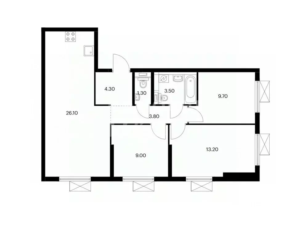 3-к кв. Москва Кавказский бул., 51к1 (70.9 м) - Фото 2