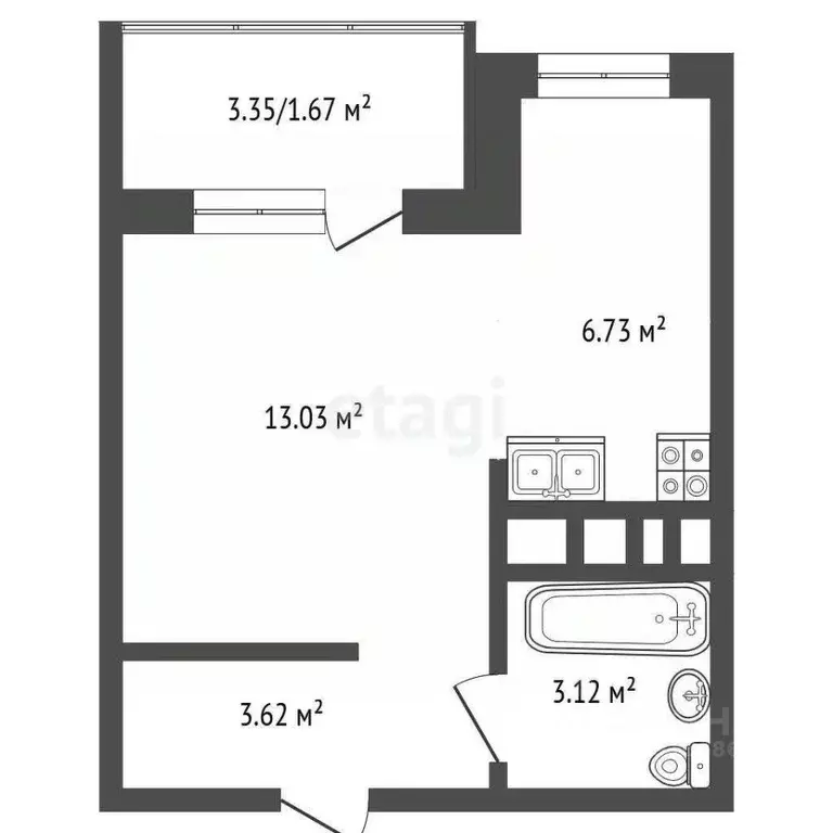 Студия Калининградская область, Светлогорск Майский проезд, 19 (28.0 ... - Фото 2