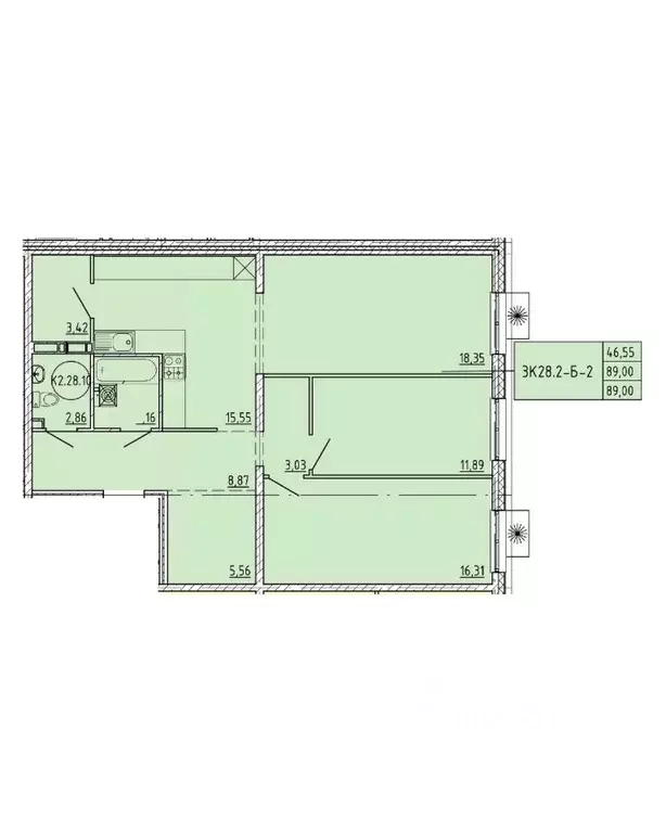 3-к кв. Пензенская область, Пенза Побочинская ул., с9 (89.0 м) - Фото 0