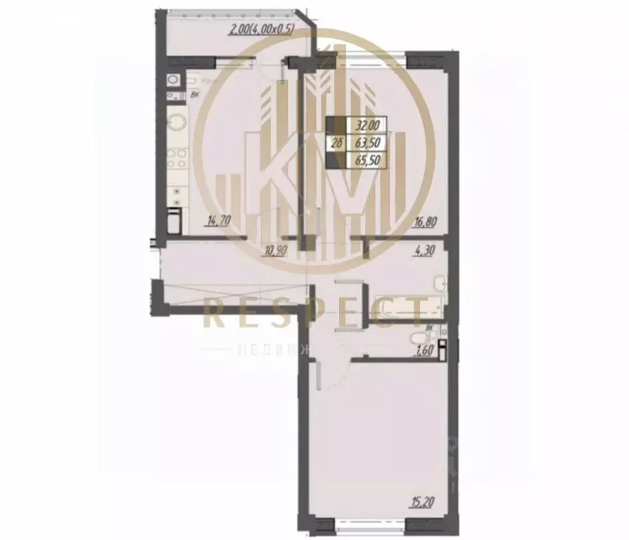 2-к кв. Ставропольский край, Пятигорск ул. Егоршина, 6 (65.5 м) - Фото 2