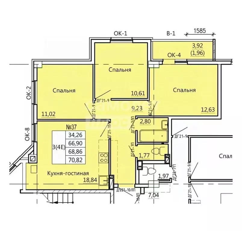 4-к кв. Курская область, Курск Театральная ул., 18 (70.2 м) - Фото 1