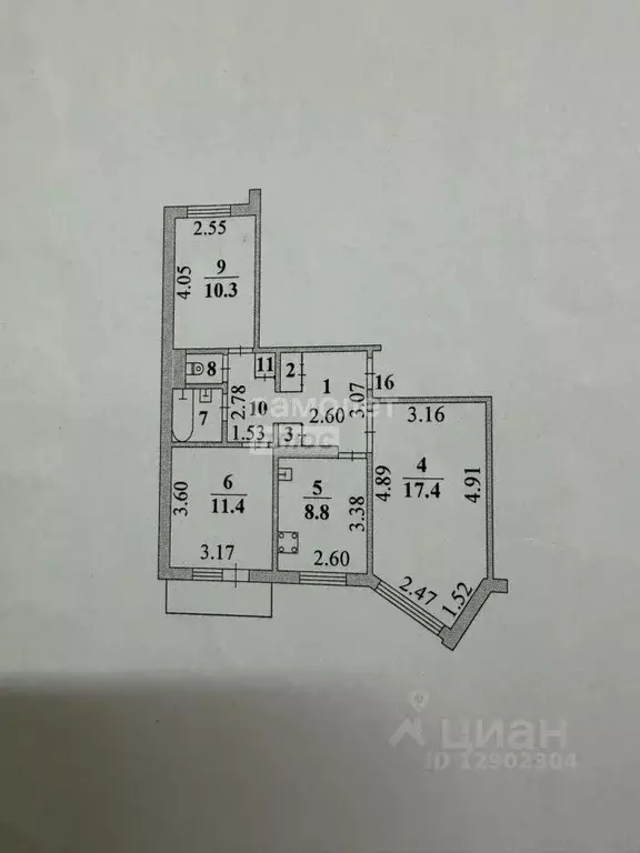 3-к кв. Липецкая область, Липецк ул. А.Г. Стаханова, 35 (63.3 м) - Фото 2