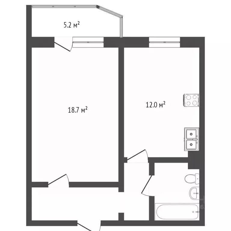 1-к кв. Ханты-Мансийский АО, Сургут ул. Крылова, 32 (43.8 м) - Фото 1