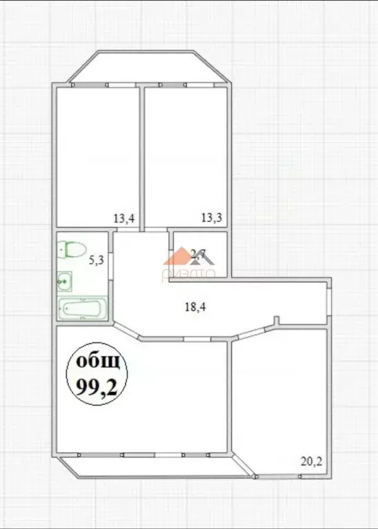 4-к кв. Новосибирская область, Новосибирск Дачная ул., 21/2 (99.2 м) - Фото 1