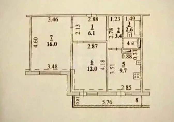 2-к кв. Липецкая область, Липецк ул. Сергея Казьмина, 1 (51.4 м) - Фото 2