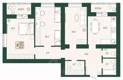 3-к кв. Самарская область, Волжский район, Смышляевка городское ... - Фото 1