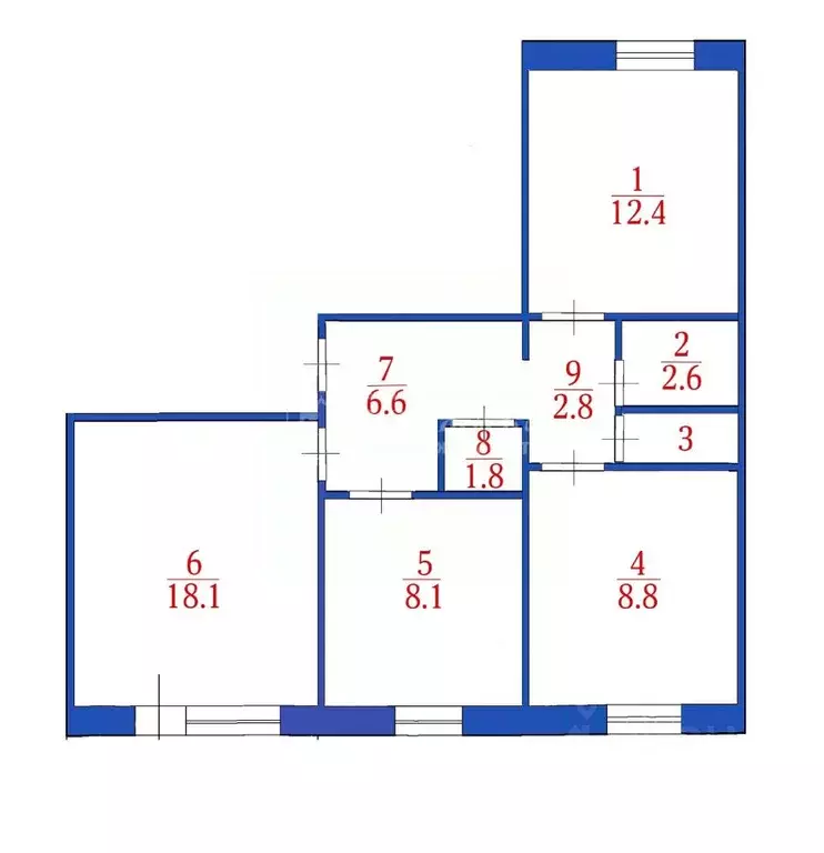 3-к кв. Кемеровская область, Кемерово Ленинградский просп., 30/1 (63.0 ... - Фото 2