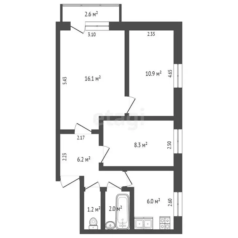 3-комнатная квартира: Балашов, Фестивальная улица, 15 (50.6 м) - Фото 1