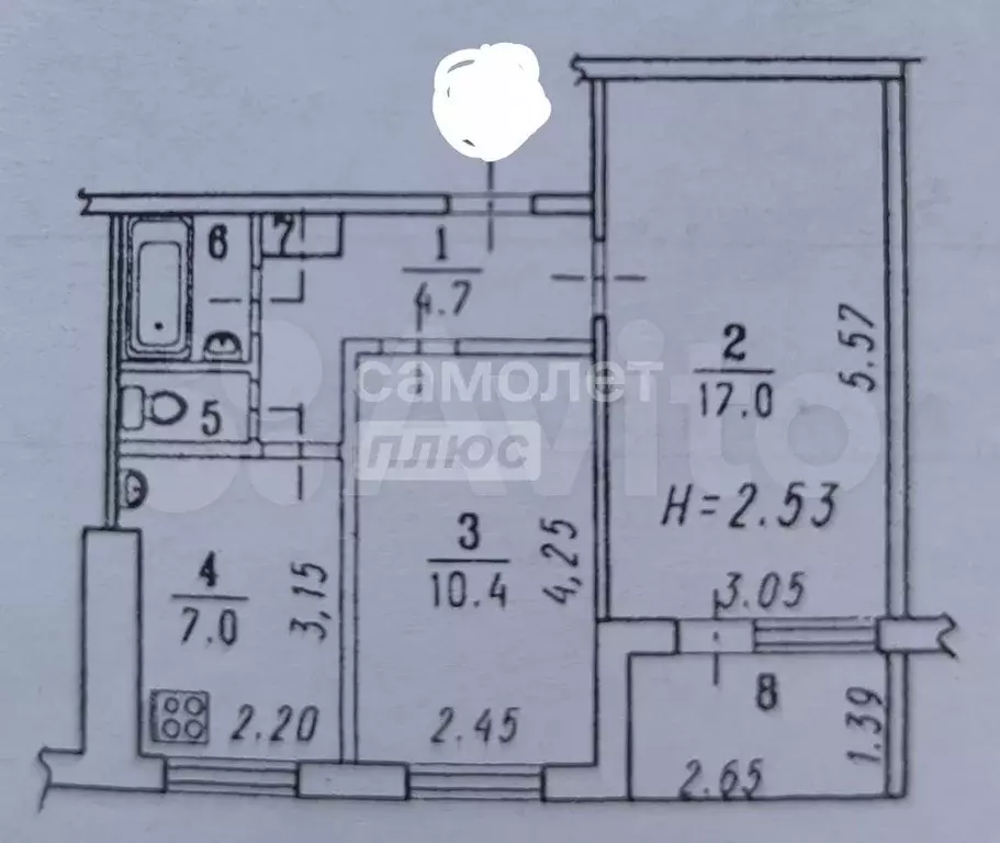 2-к. квартира, 44,9 м, 7/9 эт. - Фото 0