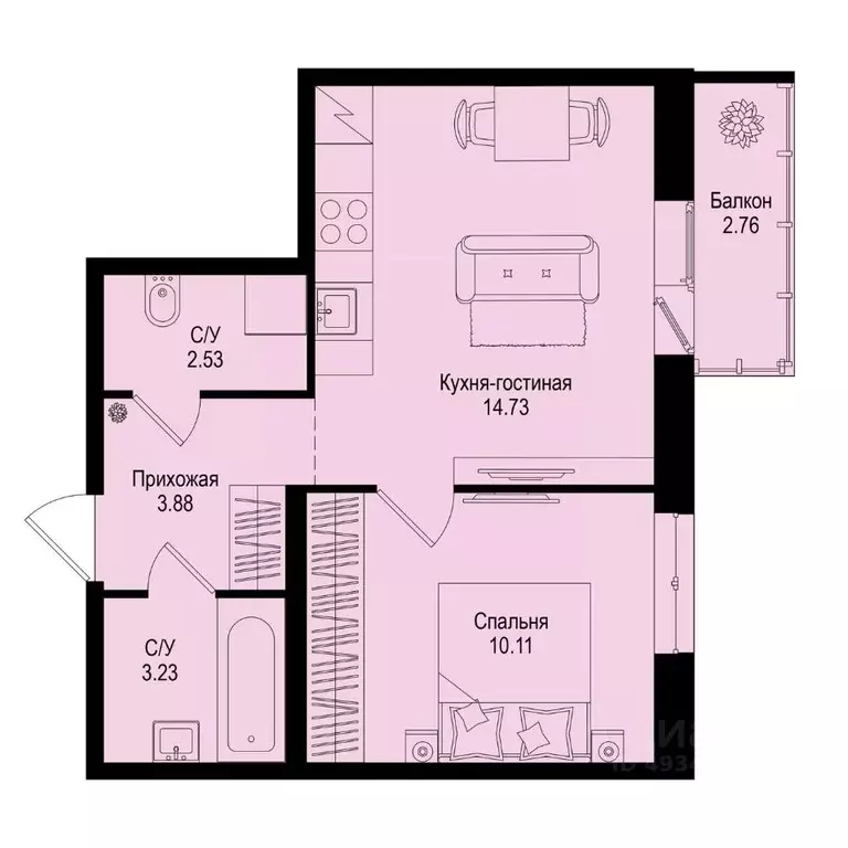 1-к кв. Ленинградская область, Всеволожский район, Заневское городское ... - Фото 0