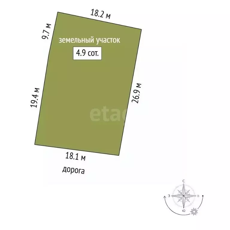 Участок в Крым, Бахчисарайский район, с. Вилино ул. Шевченко (4.9 ... - Фото 2