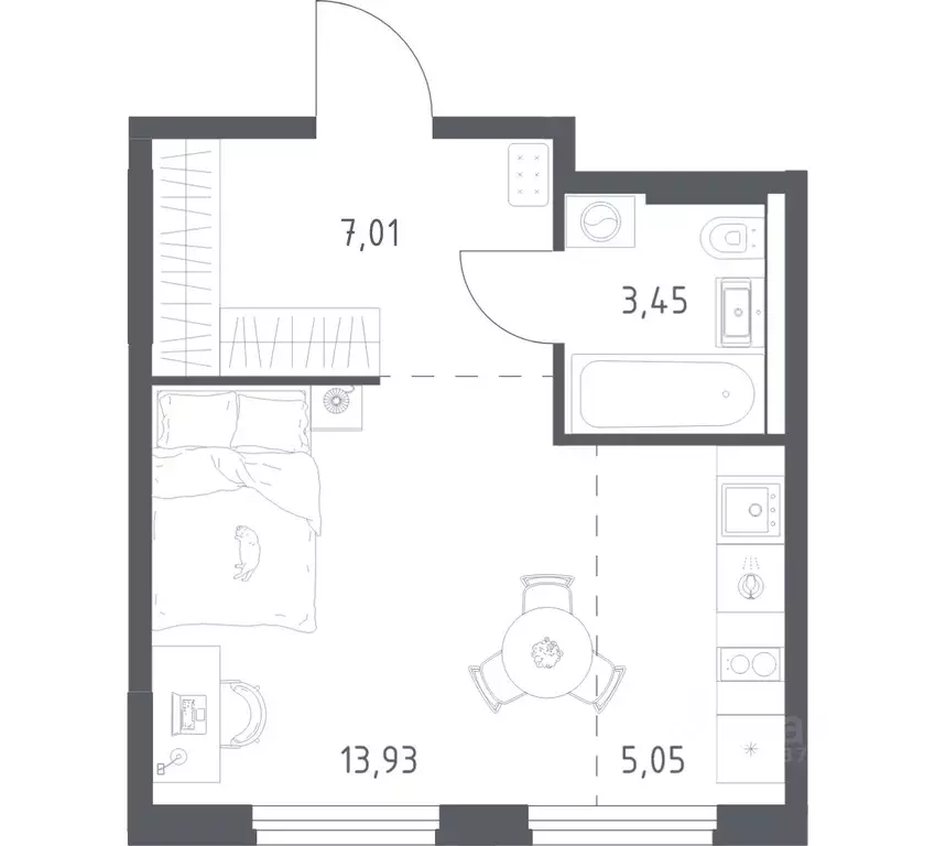 1-к кв. Башкортостан, Уфа ул. Минигали Губайдуллина, 8к9 (29.44 м) - Фото 1