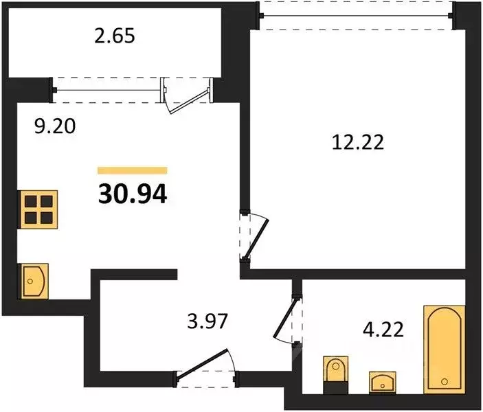 1-к кв. Воронежская область, Воронеж Ленинградская ул., 29Б (30.94 м) - Фото 2