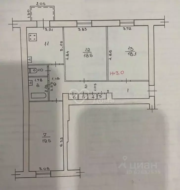 3-к кв. Волгоградская область, Волгоград просп. Имени В.И. Ленина, 15 ... - Фото 2