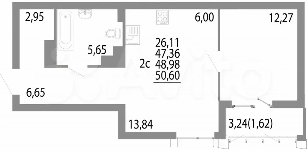 2-к. квартира, 49 м, 22/25 эт. - Фото 0