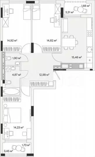 3-к. квартира, 82,5 м, 2/7 эт. - Фото 1