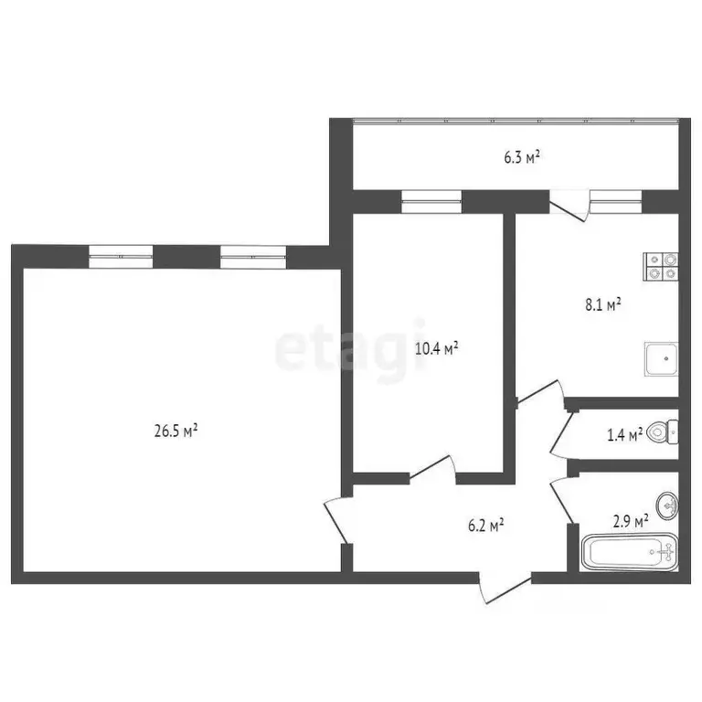 2-к кв. Тюменская область, Тюмень ул. Судостроителей, 71 (57.0 м) - Фото 0