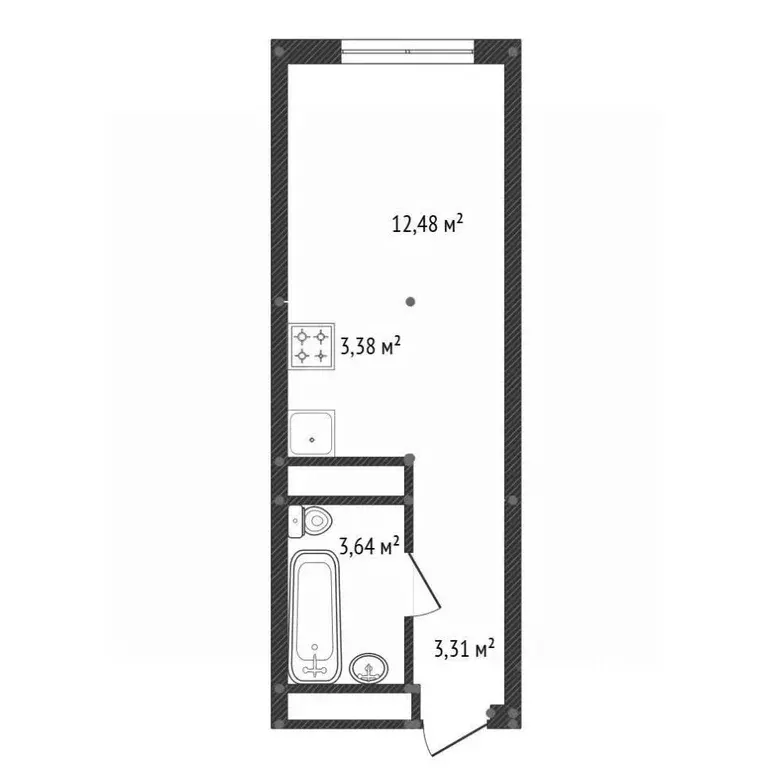 Студия Башкортостан, Уфа просп. Октября, 75 (22.8 м) - Фото 1