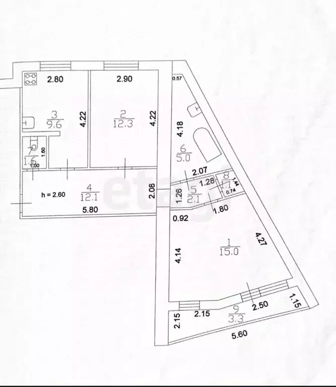 2-к кв. Татарстан, Казань просп. Победы, 142 (58.8 м) - Фото 2