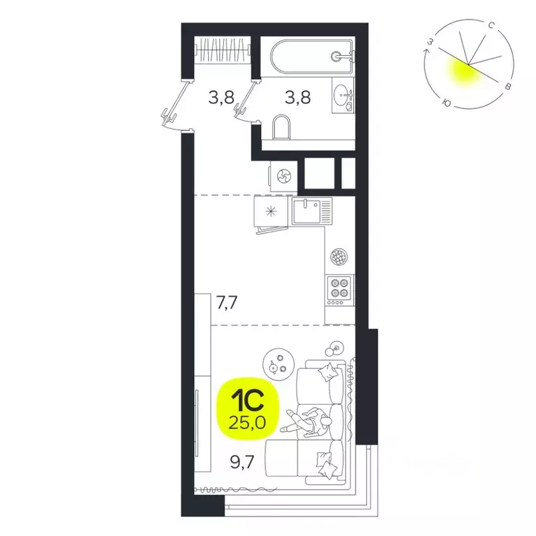 Студия Свердловская область, Екатеринбург Южная Ботаника жилрайон, ... - Фото 1
