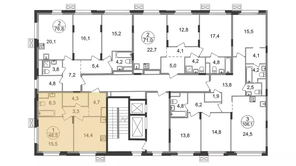 1-комнатная квартира: посёлок городского типа Заречье, жилой комплекс ... - Фото 2