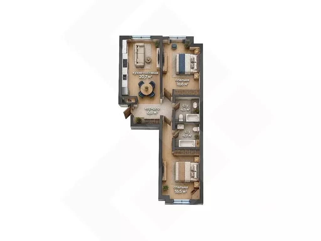 2-к кв. Москва ул. Нижние Мневники, 7 (70.1 м) - Фото 2