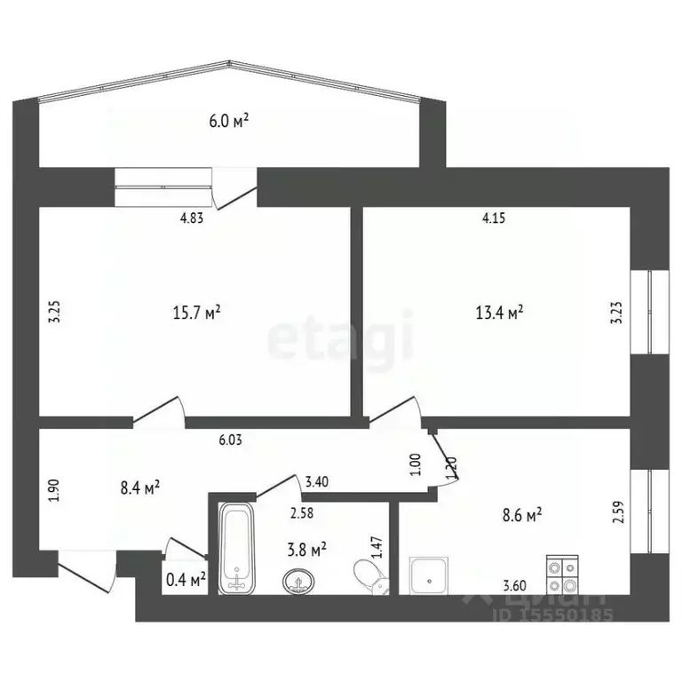 2-к кв. Самарская область, Самара ул. Гагарина, 135 (44.9 м) - Фото 1
