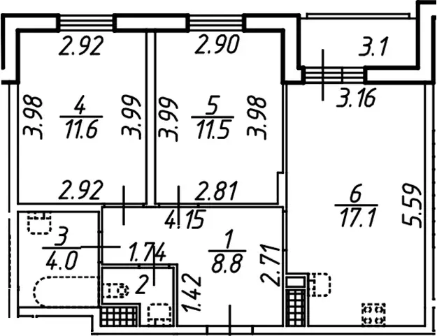 Продаётся 2-к квартира, 56.15 м - Фото 1