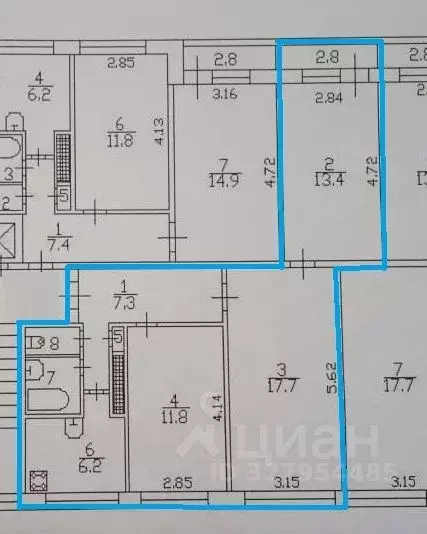3-к кв. Санкт-Петербург Парашютная ул., 12 (59.8 м) - Фото 1