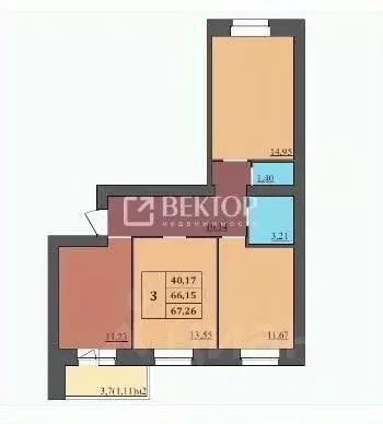 3-к кв. Ярославская область, Ярославль ул. Комкора Хрипина, 3 (67.26 ... - Фото 1