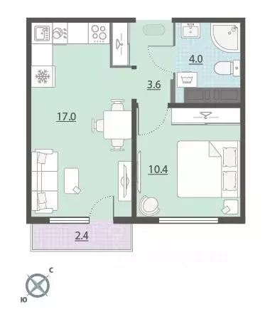 1-к кв. Свердловская область, Екатеринбург Широкая Речка мкр, Меридиан ... - Фото 2