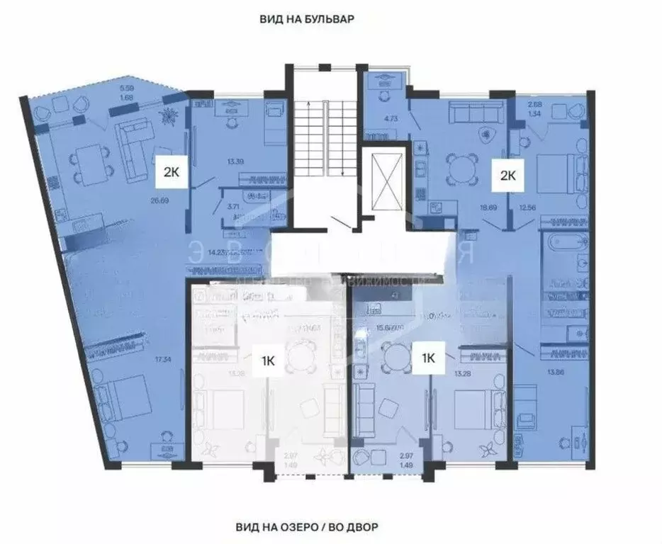 1-комнатная квартира: Заозерье, Морской переулок (41 м) - Фото 1