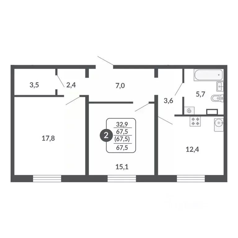 2-к кв. Кировская область, Киров  (67.5 м) - Фото 0