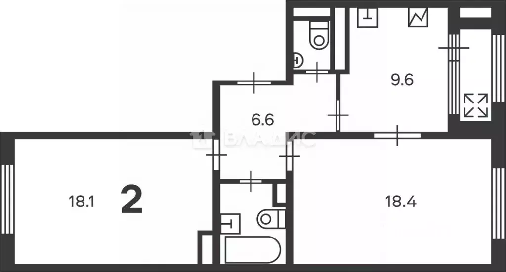 2-к кв. Москва ул. Маршала Еременко, 5к1 (57.6 м) - Фото 2