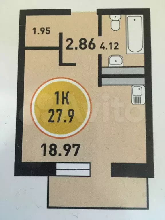 Квартира-студия, 28 м, 3/16 эт. - Фото 0