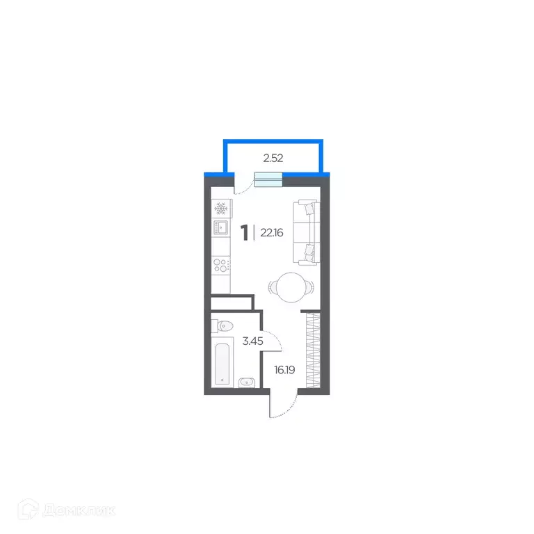 Продаётся квартира-студия, 22.16 м - Фото 0