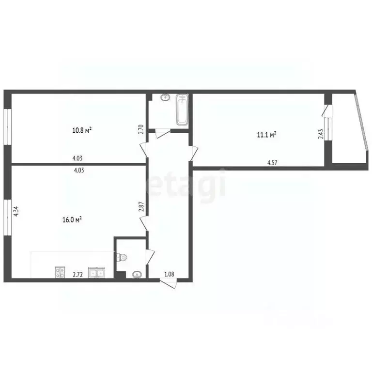 2-к кв. Костромская область, Кострома ул. 1-я Загородная, 62 (55.0 м) - Фото 2